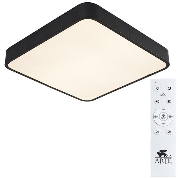 Потолочный светильник Arte Lamp Scena A2663PL-1BK, арматура черная, плафон пластик белый, 40х40 см