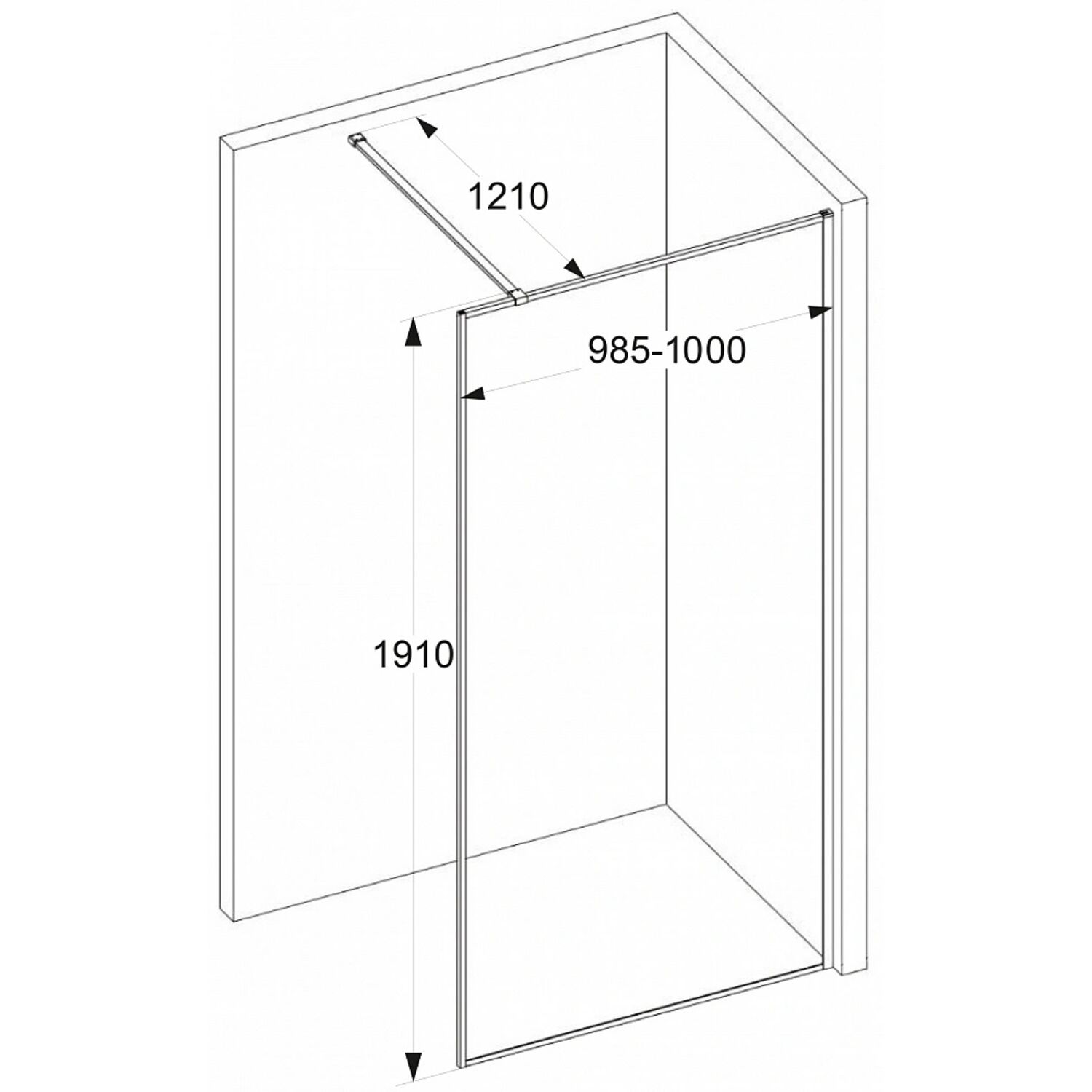 Душевая перегородка Ceruttispa Strip T100 100x190, стекло гофрированное, профиль черный матовый - фото 1
