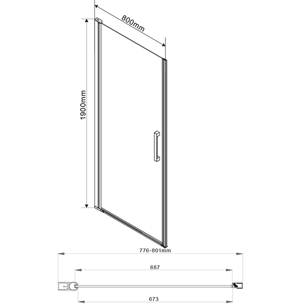 Душевая дверь Vincea Orta VPP-1O 80x190, стекло прозрачное, профиль черный