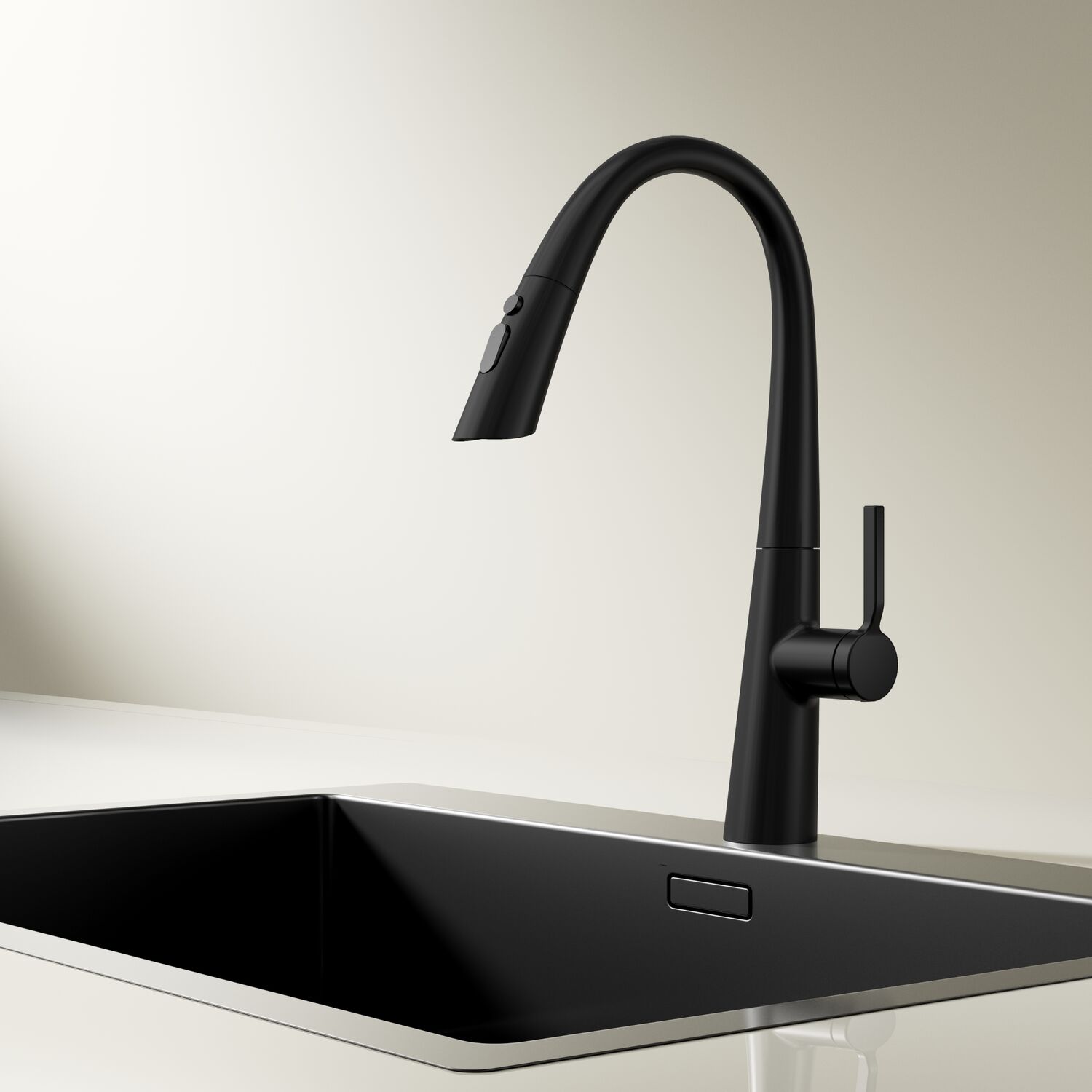 Смеситель Vincea VKF-176MB для кухни, с выджвижным изливом, цвет черный - фото 1