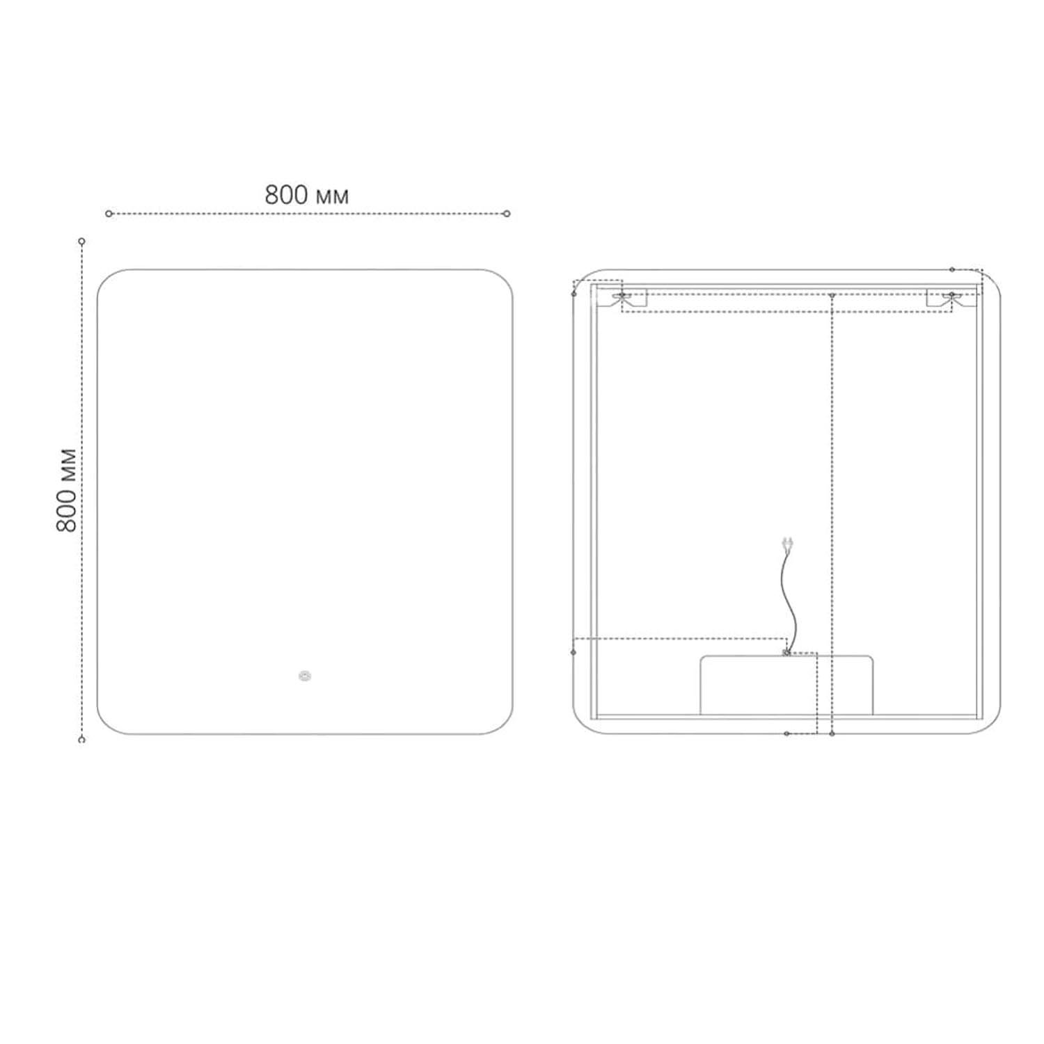 Зеркало Grossman Elegans Norma Black 80x80, с подсветкой, диммером и функцией антизапотевания, цвет черный - фото 1