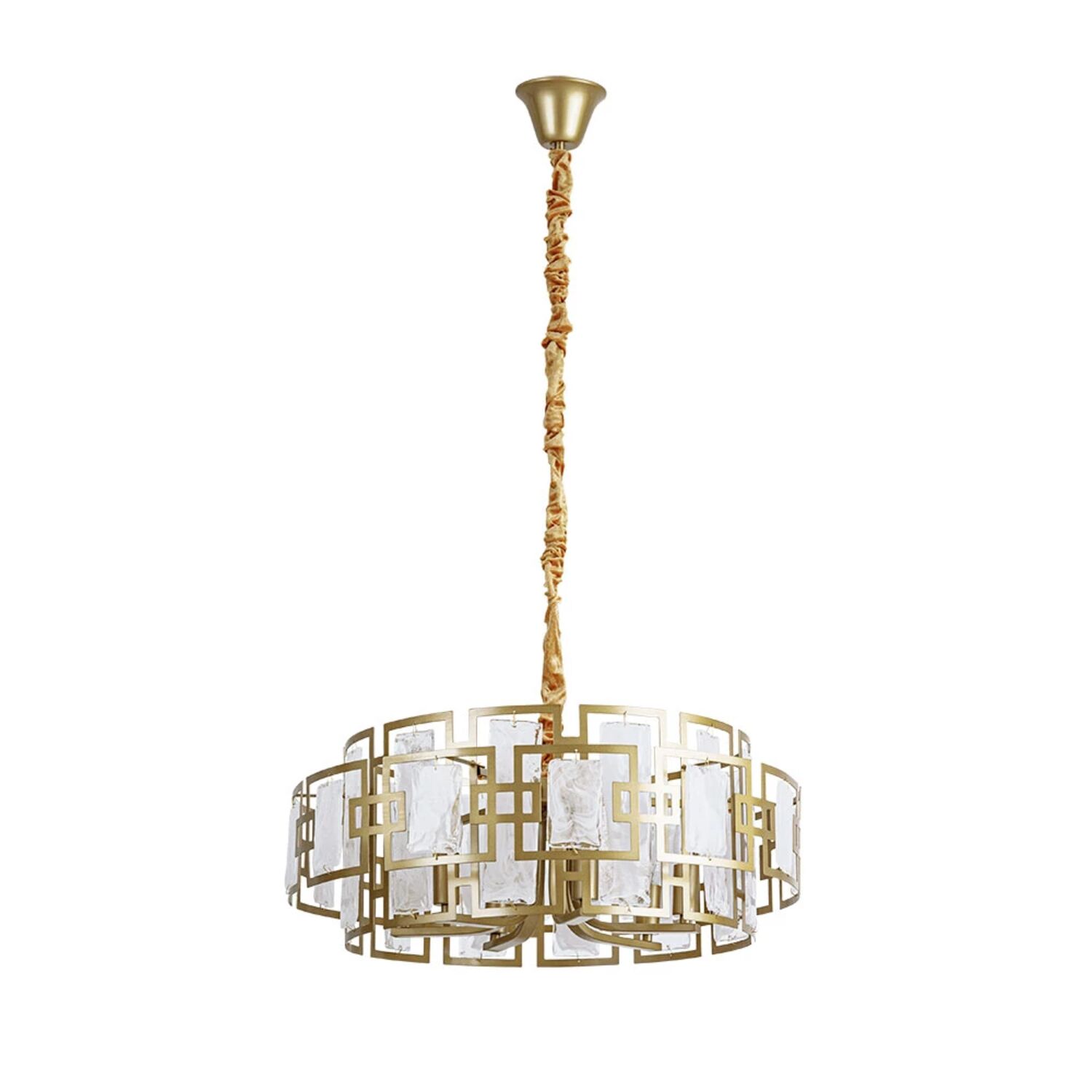 Подвесная люстра Arte Lamp Blake A4087SP-6SG, арматура матовое золото, плафон стекло белое