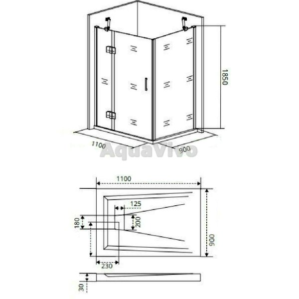 Душевой уголок Good Door Saturn WTW+SP-C-CH-L 110x90, стекло прозрачное, профиль хром, левый - фото 1