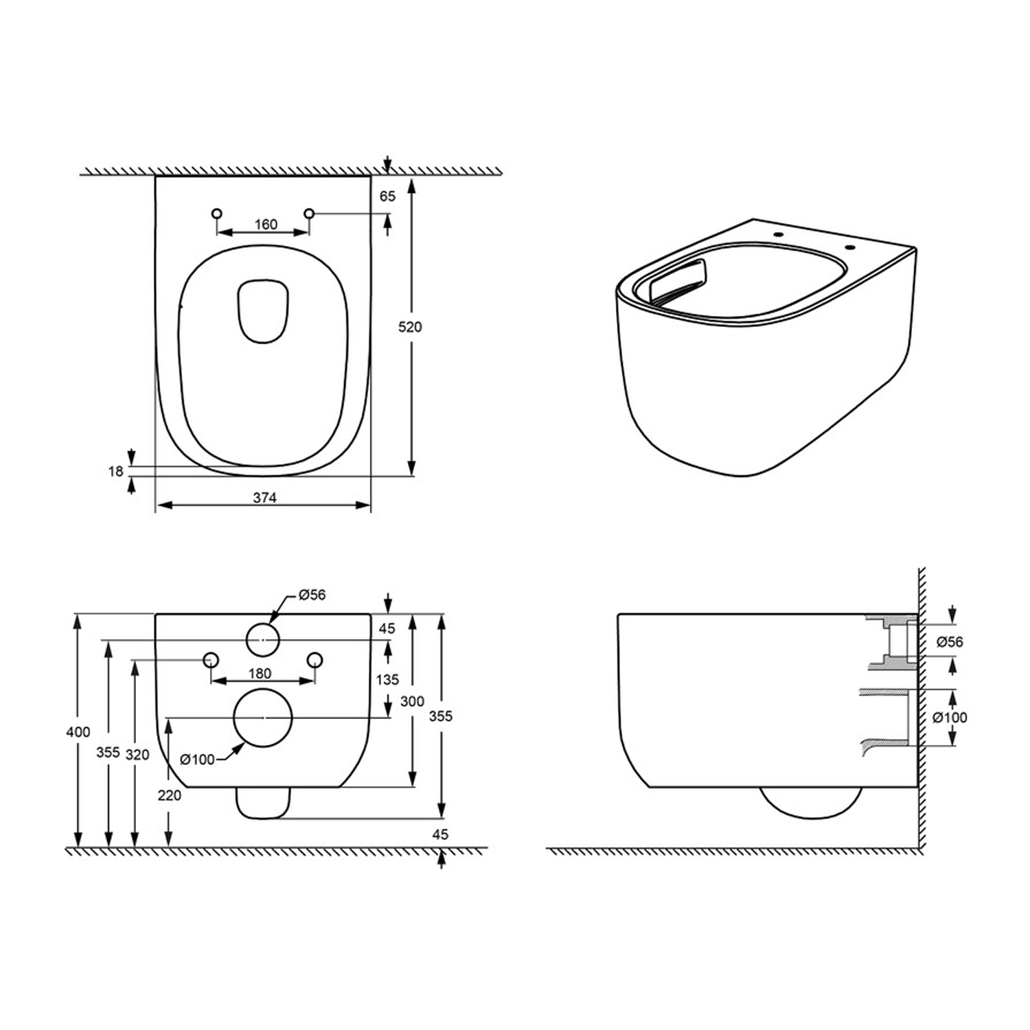 Унитаз Grossman Thin Rim GR-5605 SQ подвесной, с сиденьем микролифт, цвет белый глянцевый