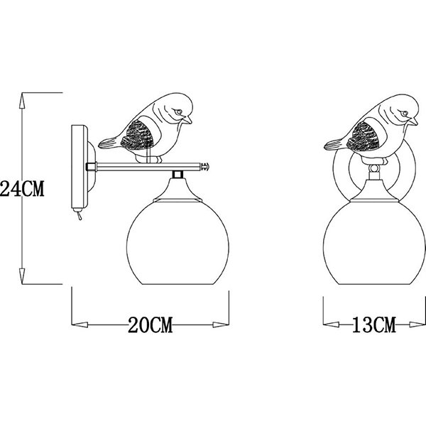 Бра Arte Lamp Gemelli A2150AP-1WG, арматура белая / золото, плафон стекло белое, 13х20 см - фото 1