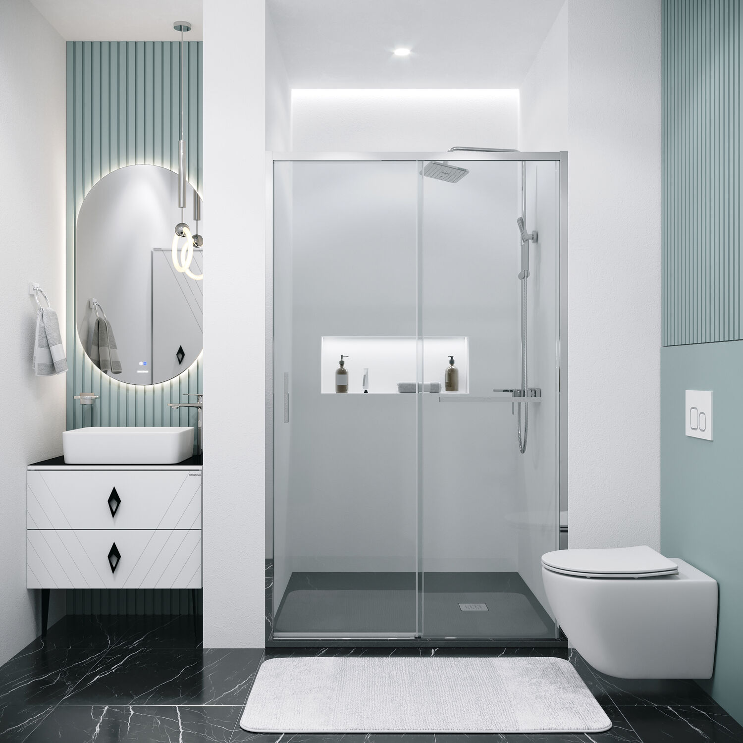 Душевая дверь Grossman Style 100х195, стекло прозрачное, профиль хром - фото 1