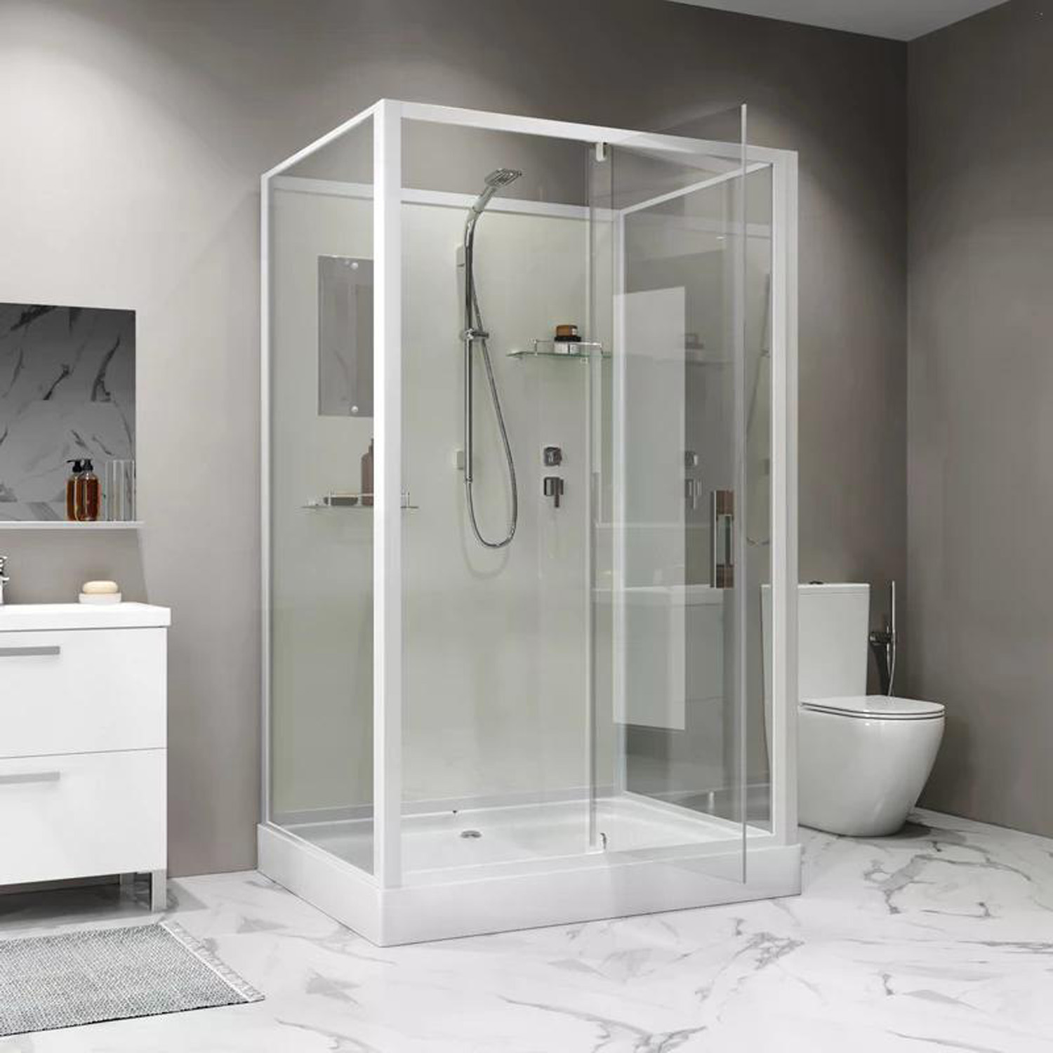 Душевая кабина Niagara Standart ST120/90/15Q/BK 120х90, стекло прозрачное, профиль белый, без крыши - фото 1