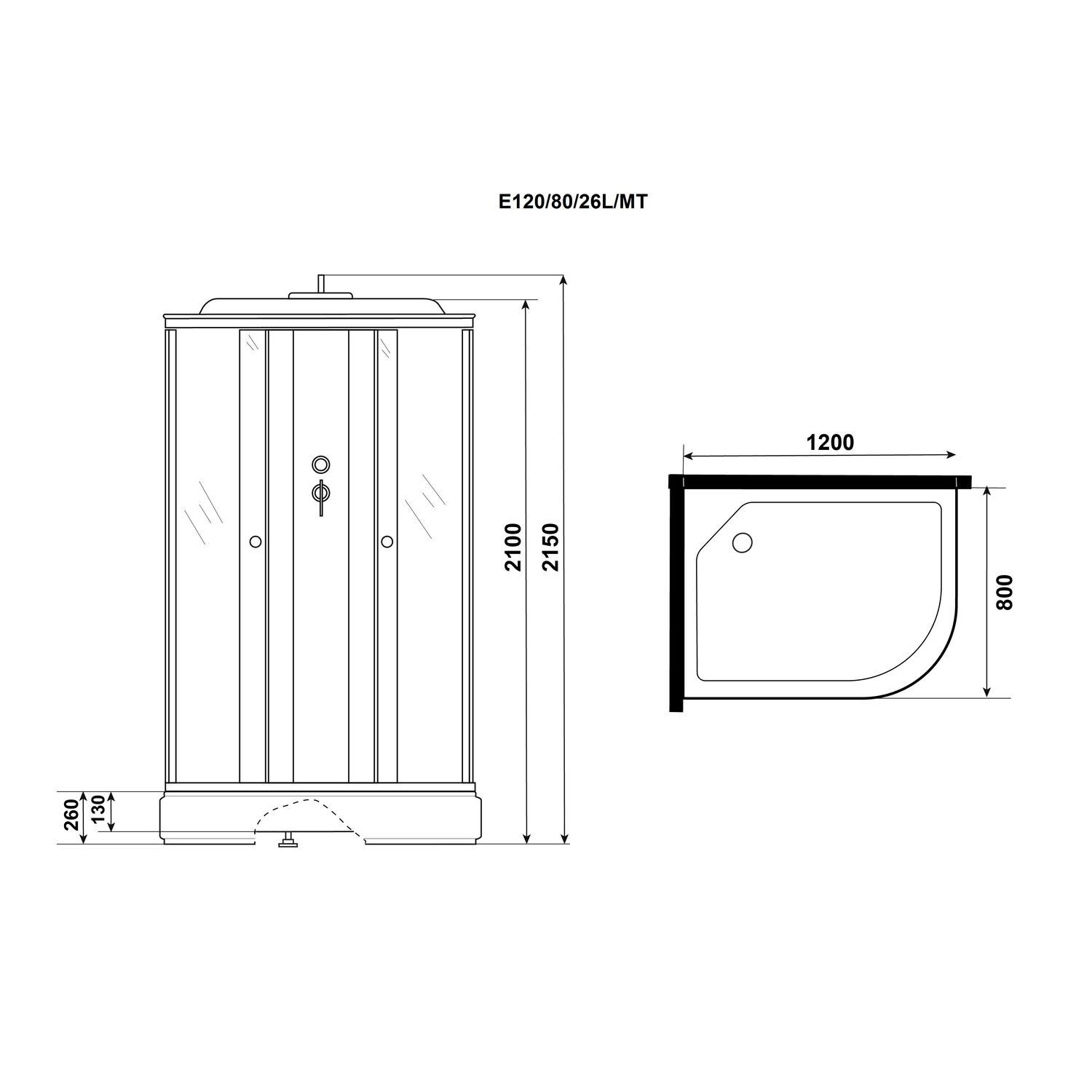 Душевая кабина Niagara Eco E120/80/26L/MT 120х80, левая, стекло матовое, профиль хром матовый - фото 1