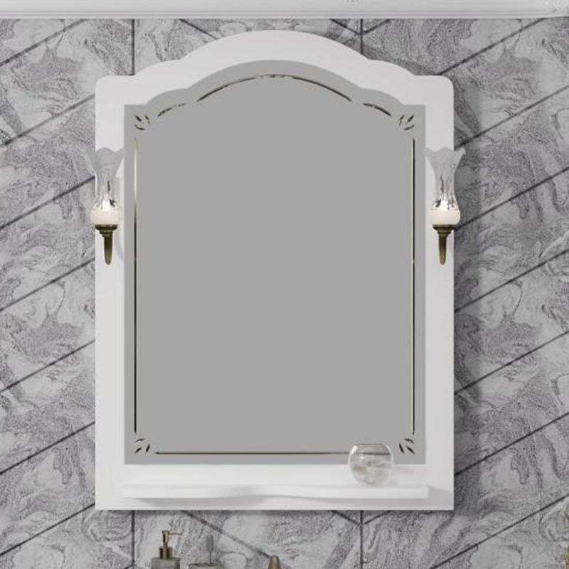 Зеркало Опадирис Лоренцо 80x105, с полкой, цвет белый матовый