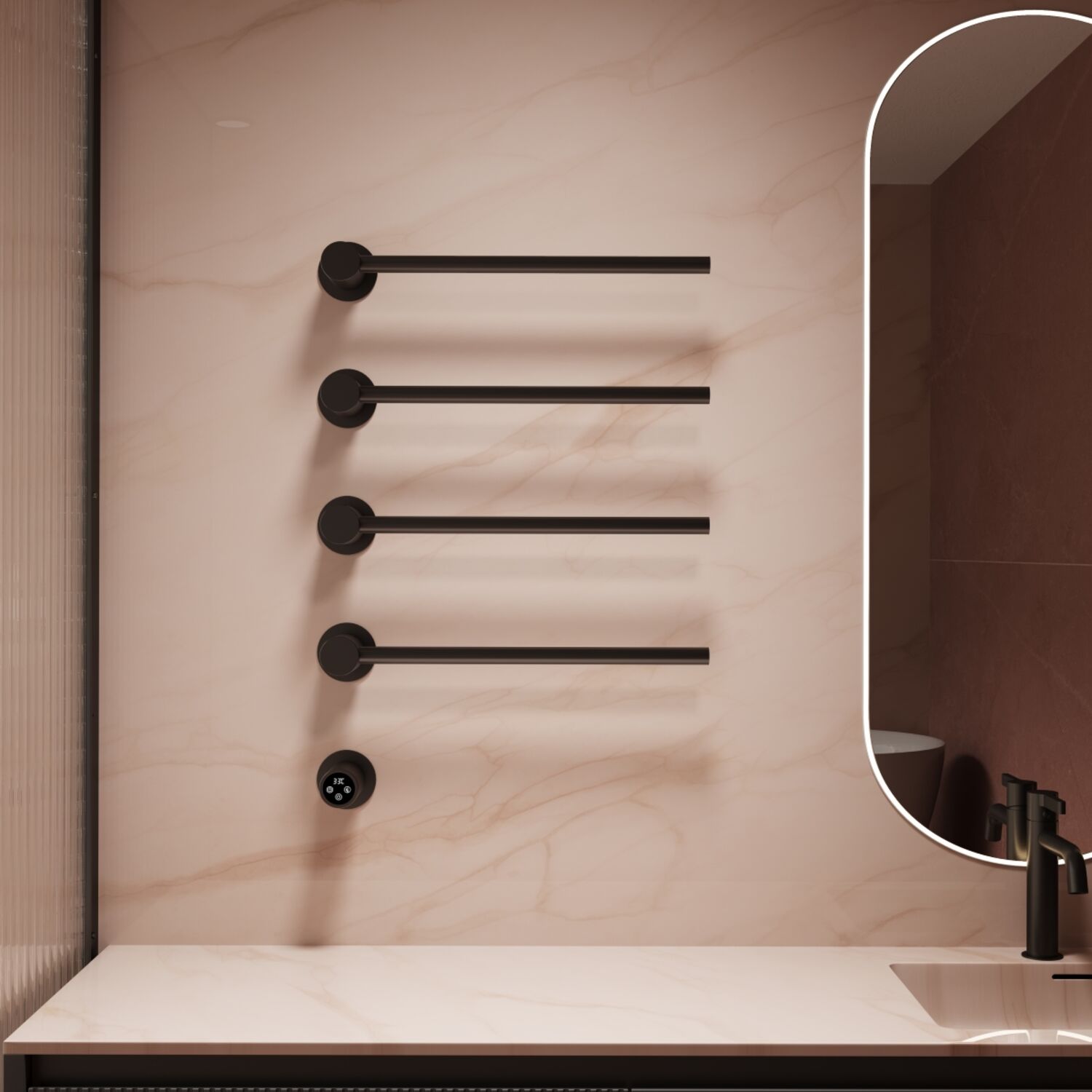 Полотенцесушитель Vincea VTD-2H1MB 53x67 электрический, цвет черный - фото 1