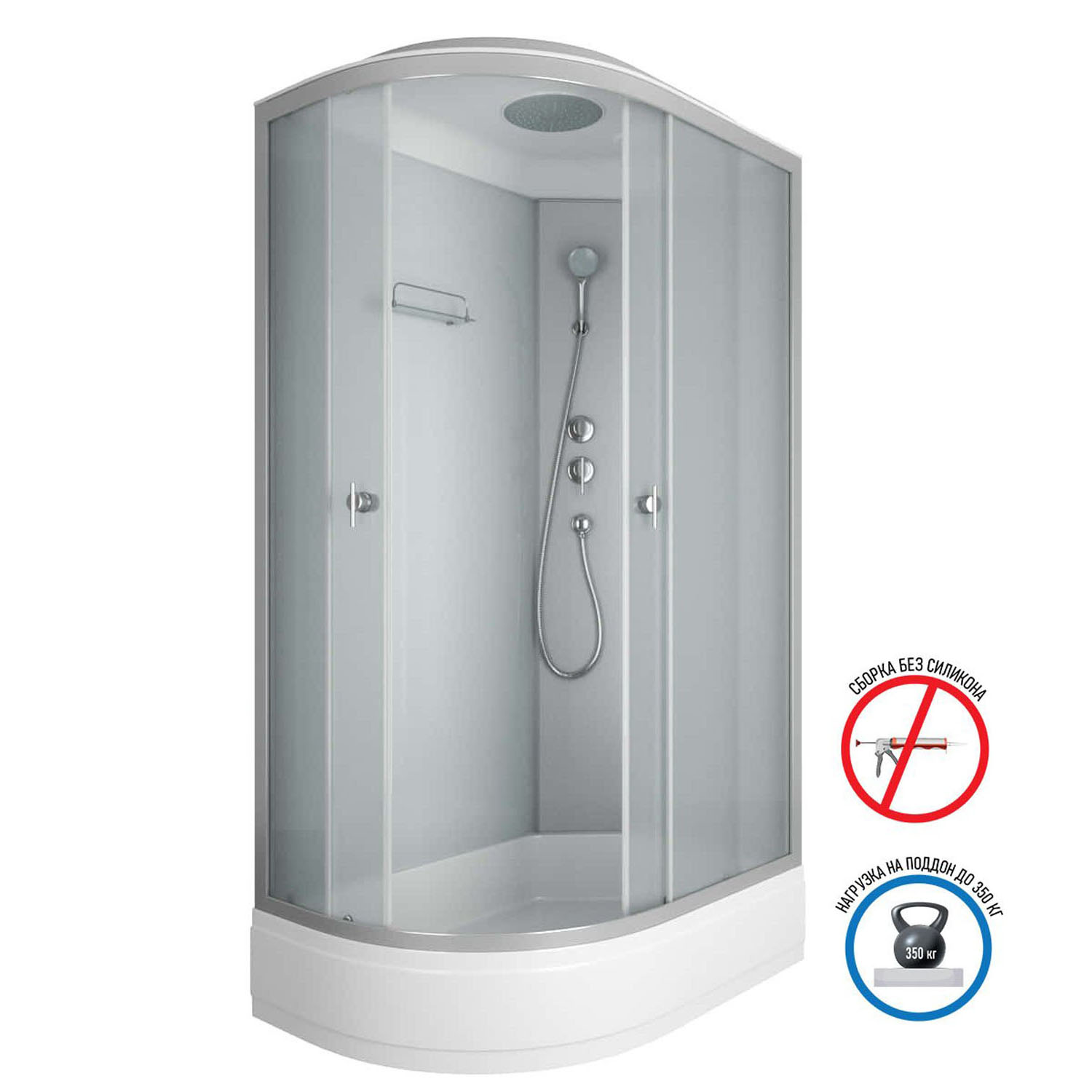 Душевая кабина Niagara Eco NG-3324-14 R 120х80, правая, стекло матовое, профиль серебро, с крышей - фото 1