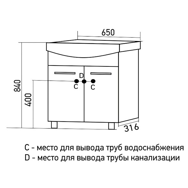 Мебель для ванной Mixline Росток 65, цвет белый