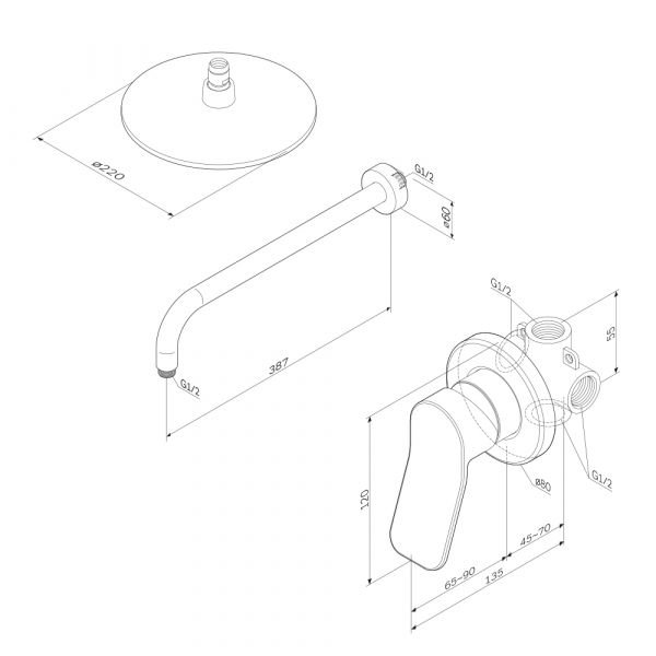 Душевой комплект AM.PM X-Joy FB85A2R002, встраиваемый, цвет черный