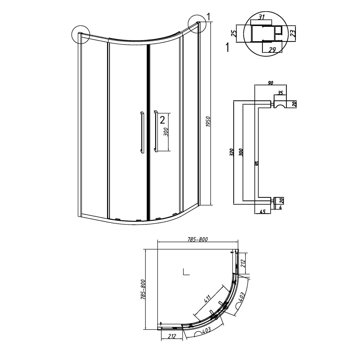 Душевой уголок Grossman Cosmo 301.K33.02.8080.21.00 80х80, стекло прозрачное, профиль черный матовый - фото 1