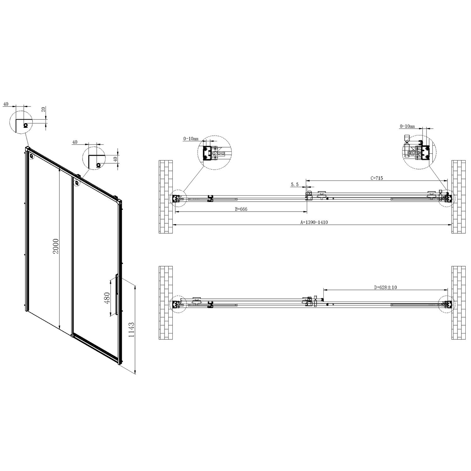Душевая дверь Vincea Ultima VDS-7UL 140x200, стекло прозрачное, профиль хром - фото 1