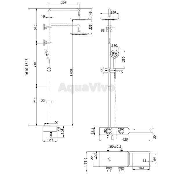 Душевая стойка Lemark Tropic LM7009C с верхним душем, смесителем - фото 1