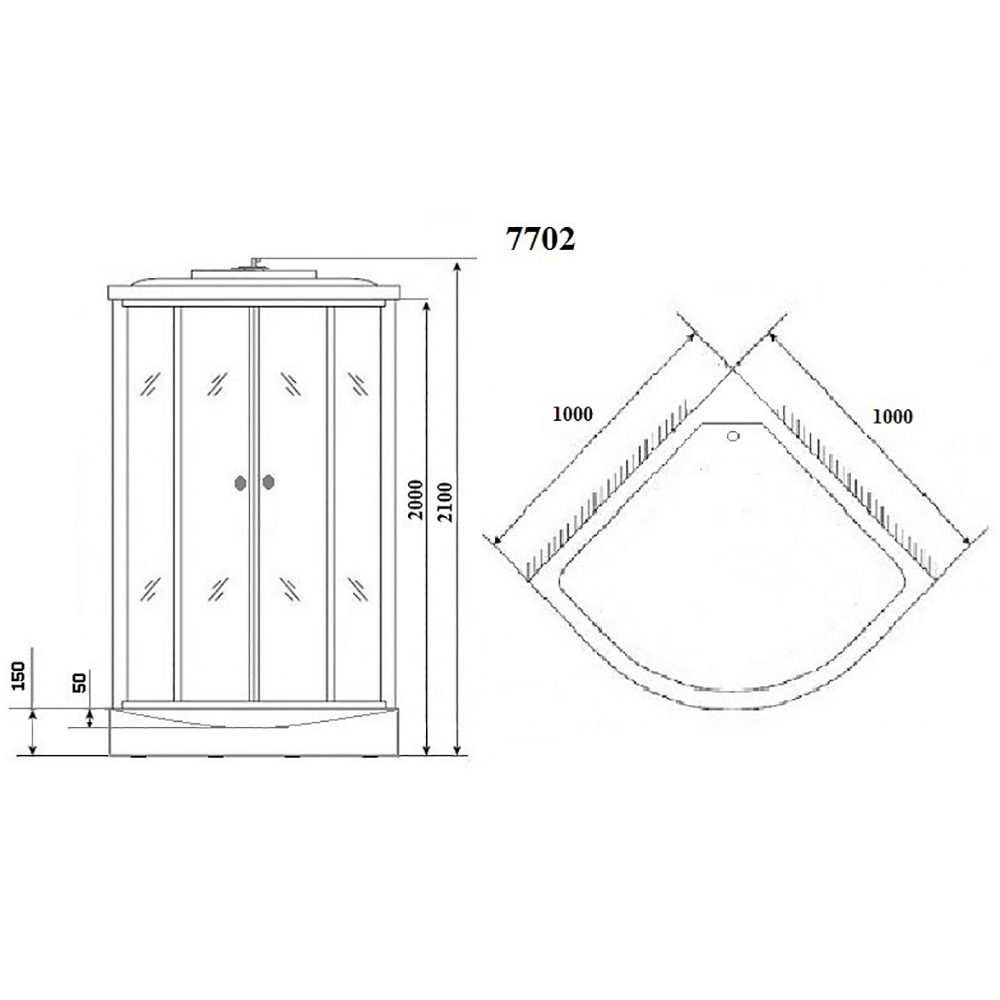 Душевая кабина Niagara Luxe NG-7702G 100x100, стекло прозрачное, профиль золото, с крышей - фото 1