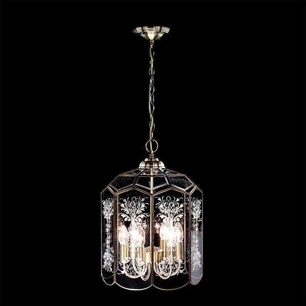 Подвесная люстра Citilux Витра-2 CL442260, арматура бронза, плафон стекло прозрачное, 35х35 см - фото 1