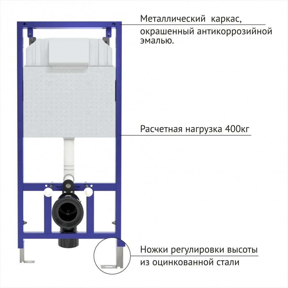 Инсталляция Berges Novum L2 040212 для подвесного унитаза, с кнопкой смыва хром матовый - фото 1