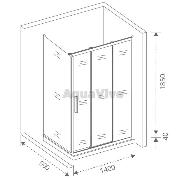 Душевой уголок Good Door Orion WTW+SP-G-CH 140x90, стекло грейп, профиль хром - фото 1
