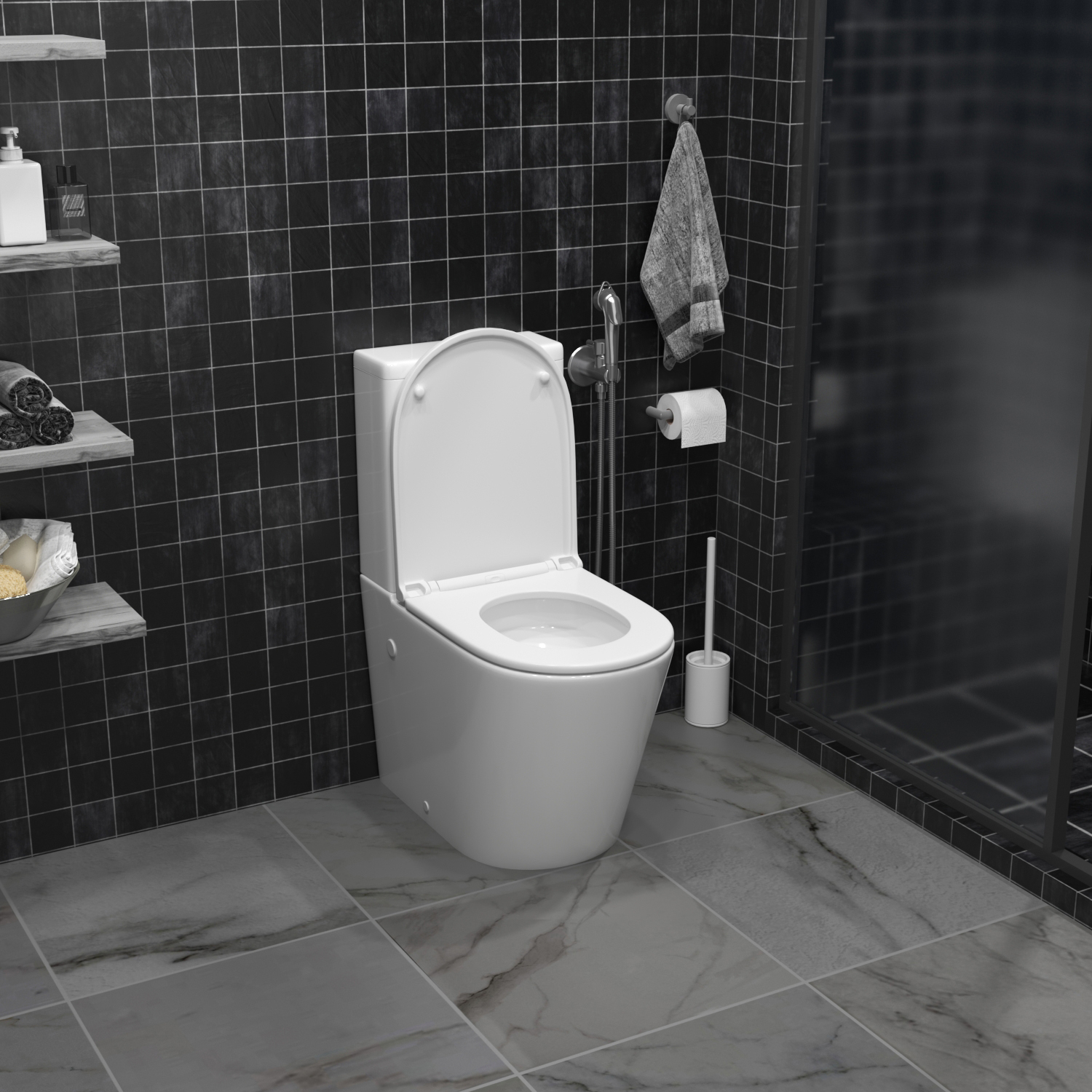 Унитаз Joki Herba T JK0822034 напольный, безободковый, смыв Торнадо, с сиденьем микролифт, цвет белый - фото 1