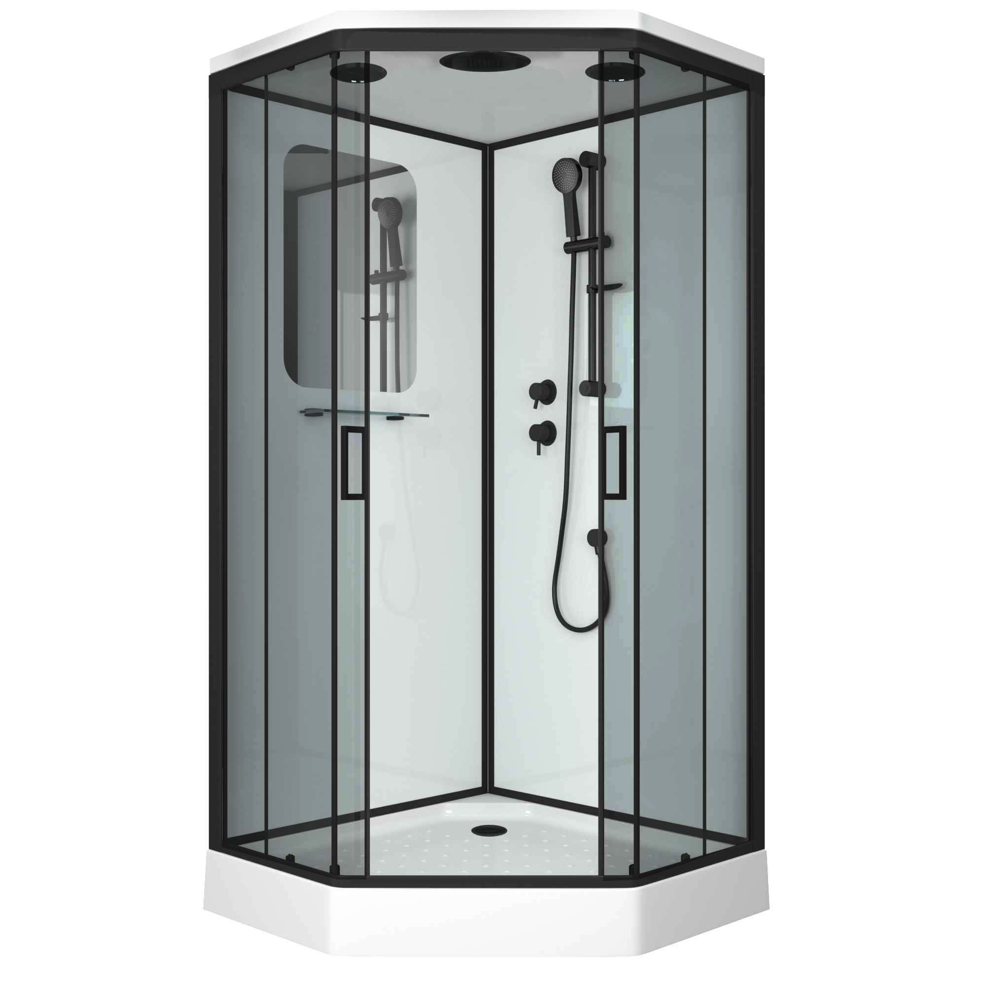Душевая кабина Niagara Premium NG-6901-01D BLACK 90х90, стекло тонированное, профиль черный матовый, с крышей - фото 1