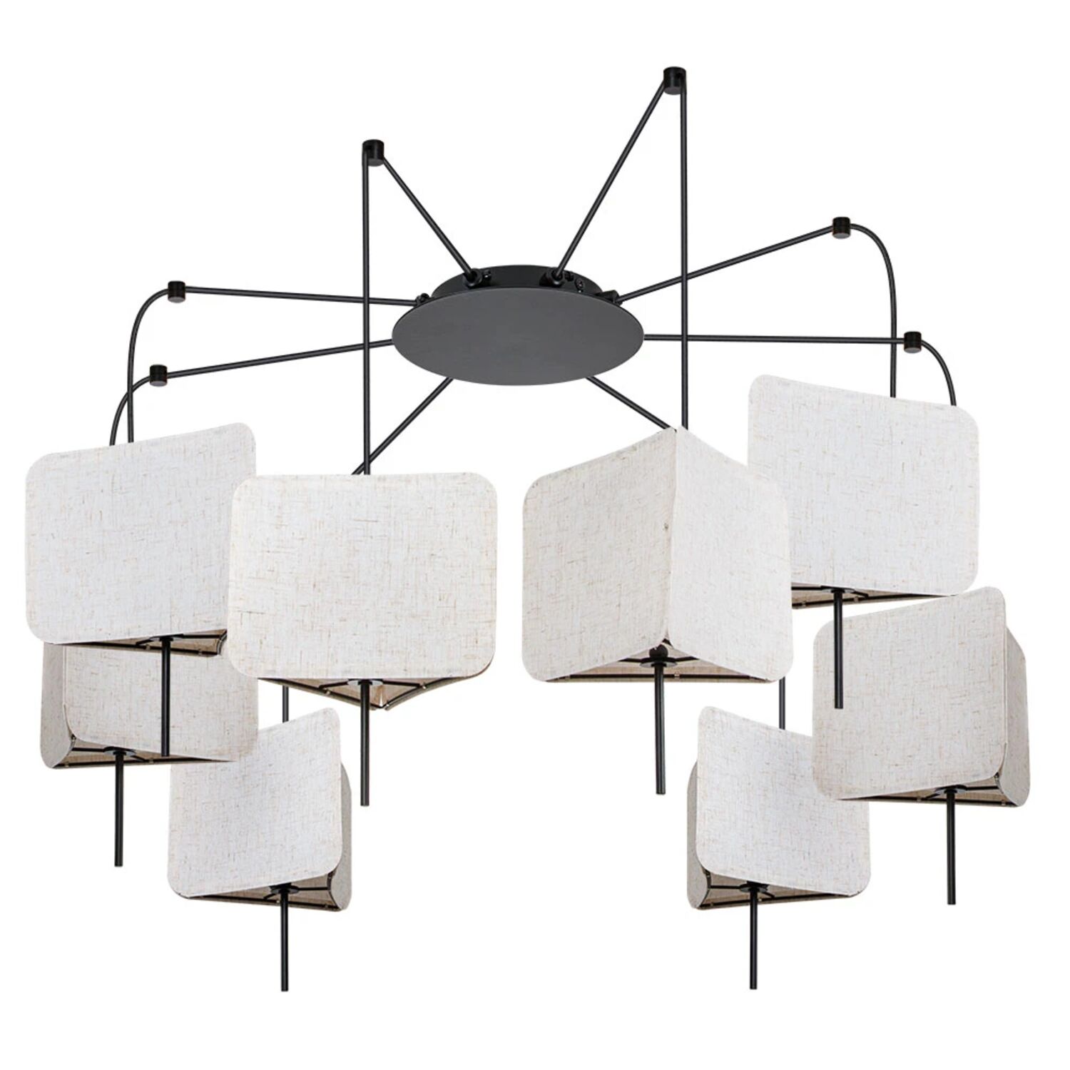 Подвесная люстра Arte Lamp Trixie A7084SP-8BK, арматура черная, плафон ткань бежевая