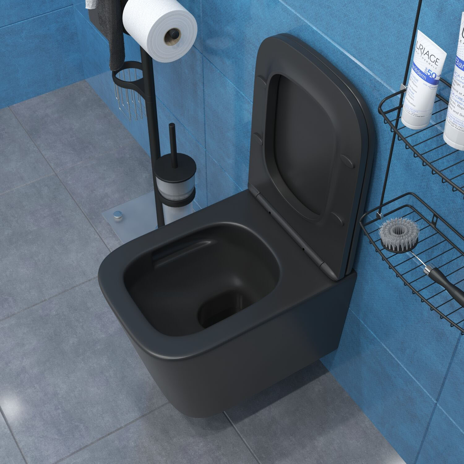 Комплект: Инсталляция TECE Base 2.0 9400414+Кнопка TECEnow черная+Verna T JK0711055MB черный унитаз, смыв торнадо - фото 1