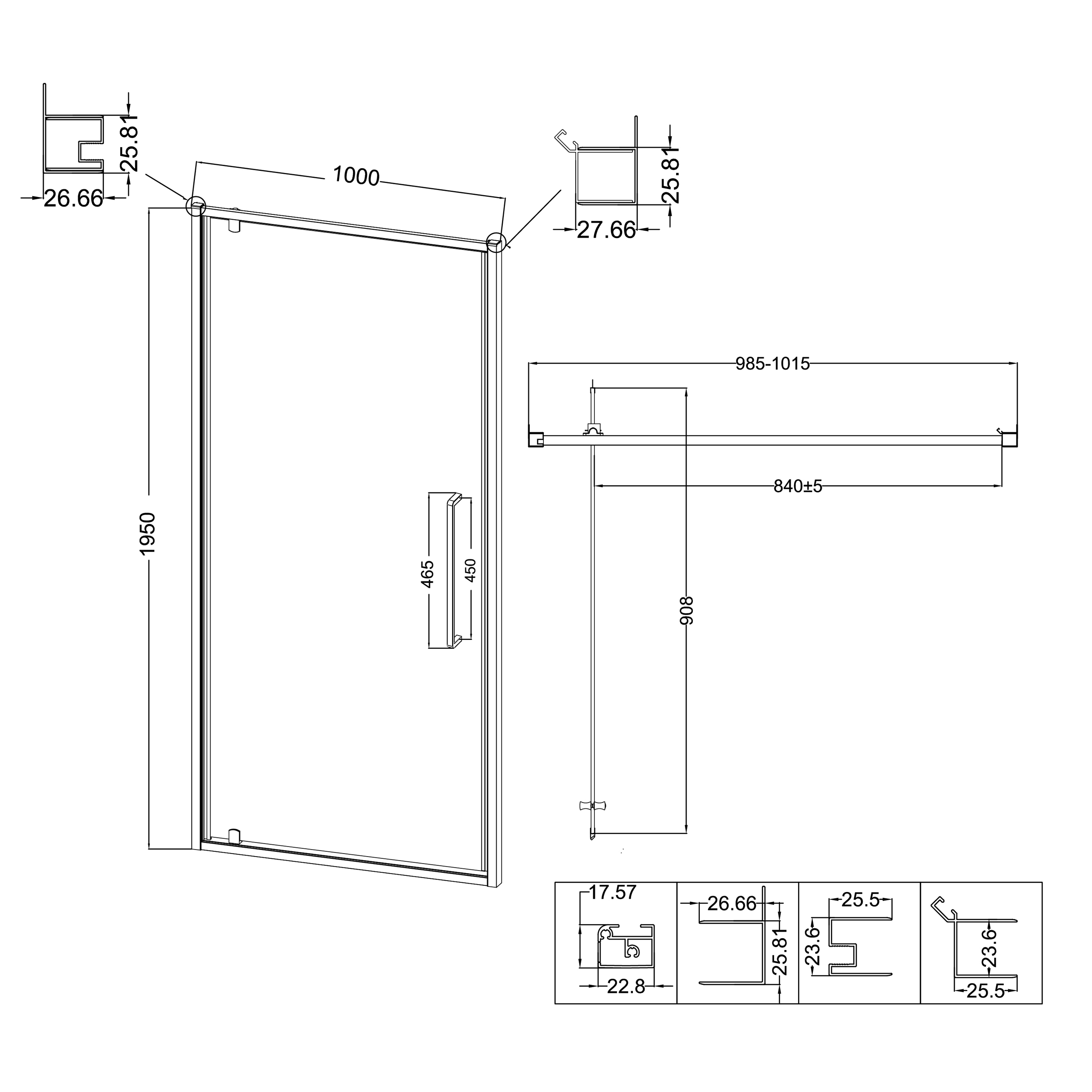 Душевой уголок Niagara Nova NG-85-10AB-A90B-34 100x90, стекло прозрачное, профиль черный матовый