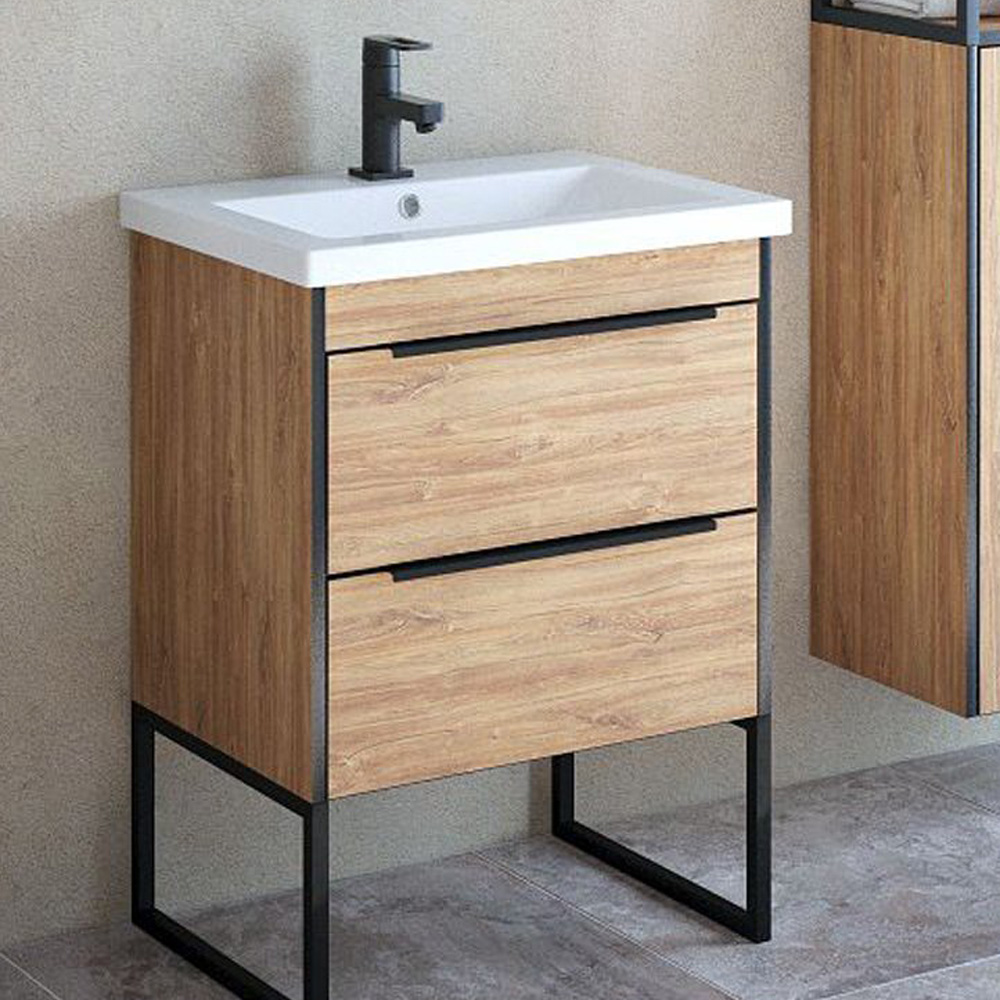 Мебель для ванной Corozo Форест 60 Z2, подвесная/напольная, цвет дуб канзас коричневый - фото 1