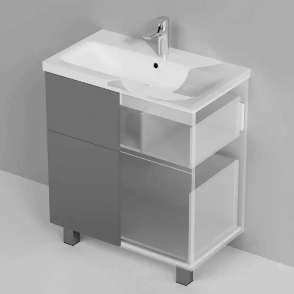 Тумба под раковину AM.PM Gem 75 напольная, 2 ящика, цвет графит матовый