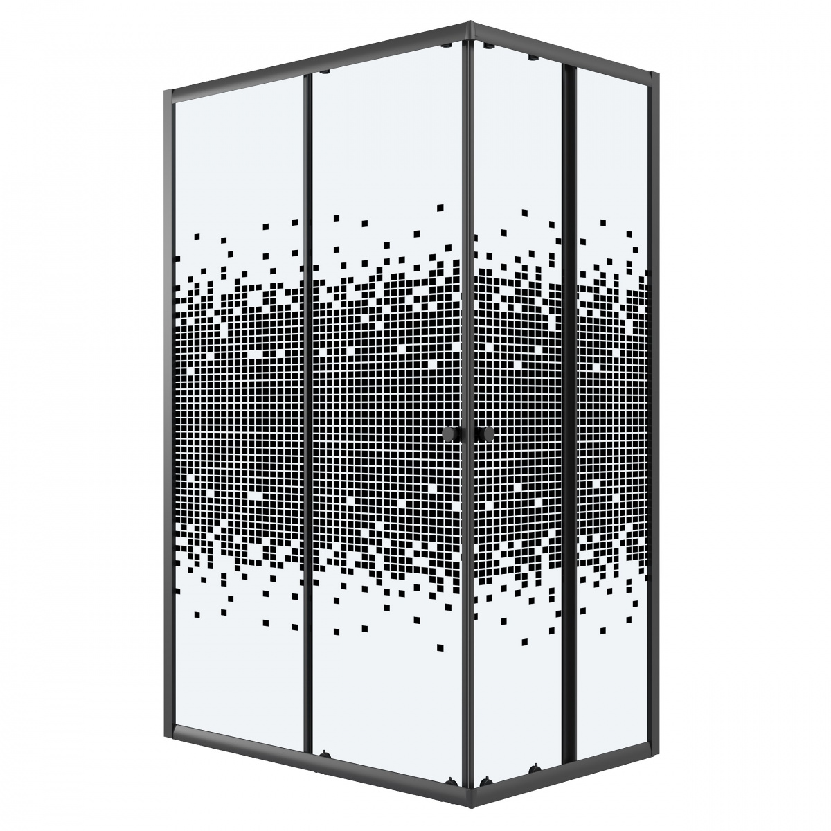 Душевой уголок Niagara Eco NG-1018-14Q Black 100х80, стекло мозаика, профиль черный матовый - фото 1