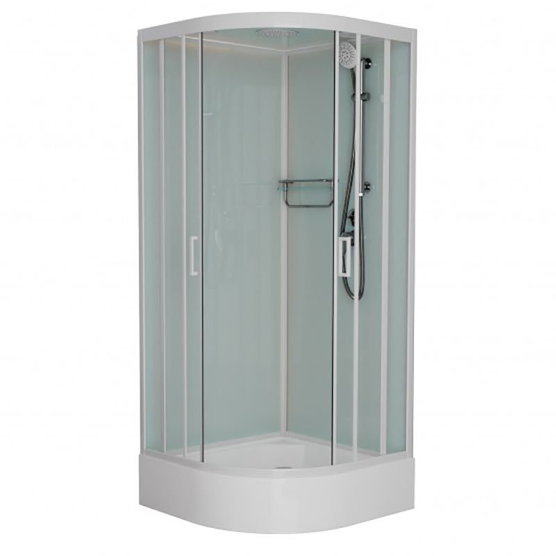 Душевая кабина Frank F400/1 White 100x100, с полотенцедержателем, стекло прозрачное, профиль белый - фото 1