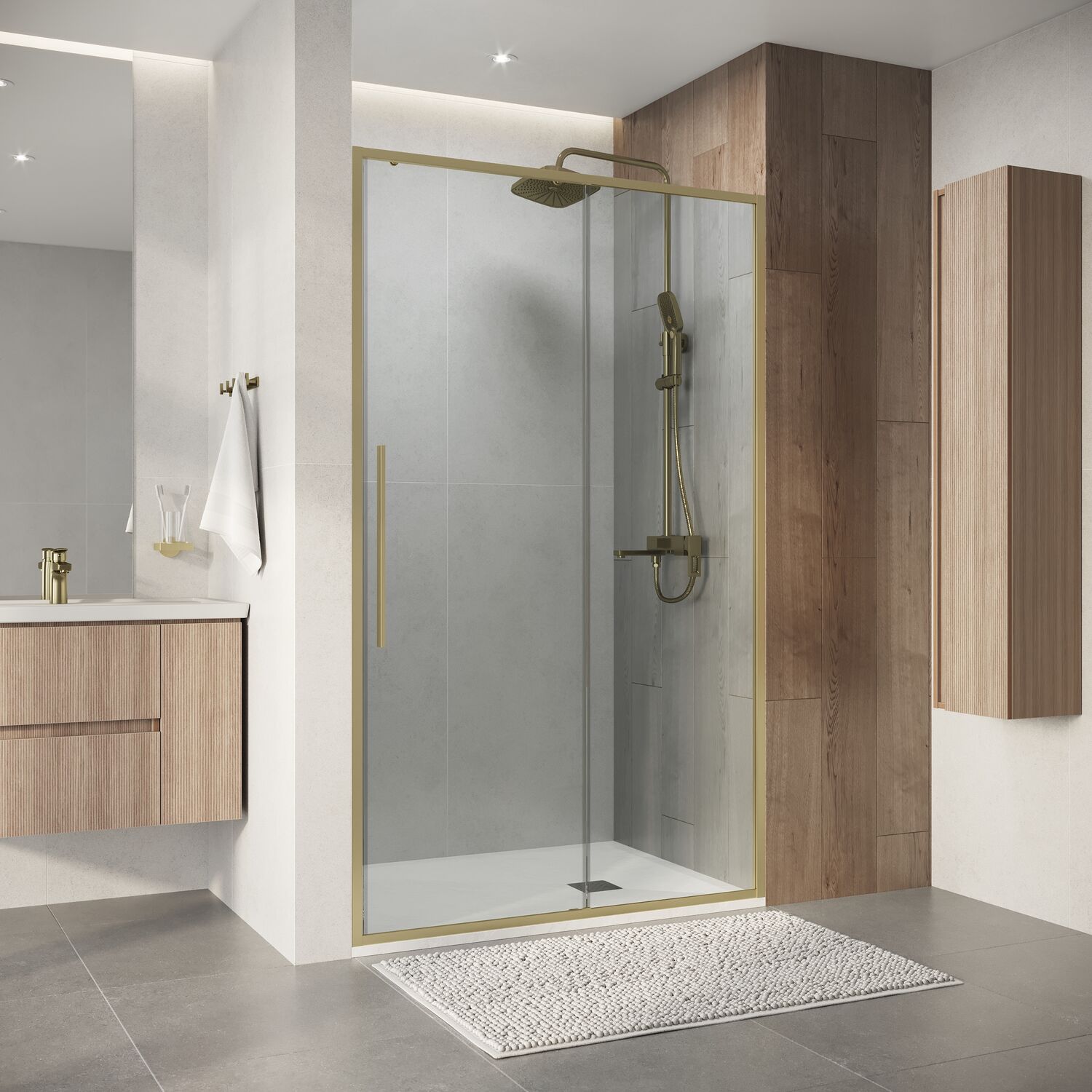 Душевая дверь Niagara Nova NG-44-13ASG 130x195, стекло прозрачное, профиль золото сатин