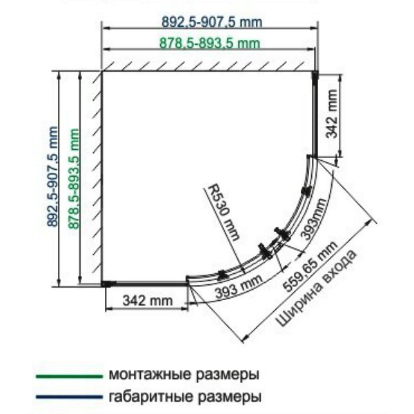 Душевой уголок WasserKRAFT Main WasserSchutz 41S01 90x90, стекло прозрачное, профиль серебристый