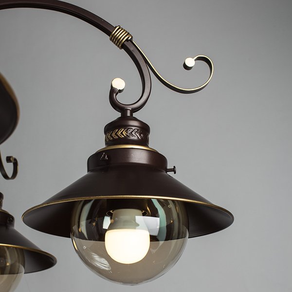 Потолочная люстра Arte Lamp Grazioso A4577PL-5CK, арматура коричневая / золото, плафоны стекло прозрачное, 75х75 см