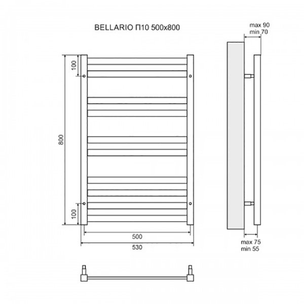 Полотенцесушитель Lemark Bellario П10 50x80 водяной, цвет черный