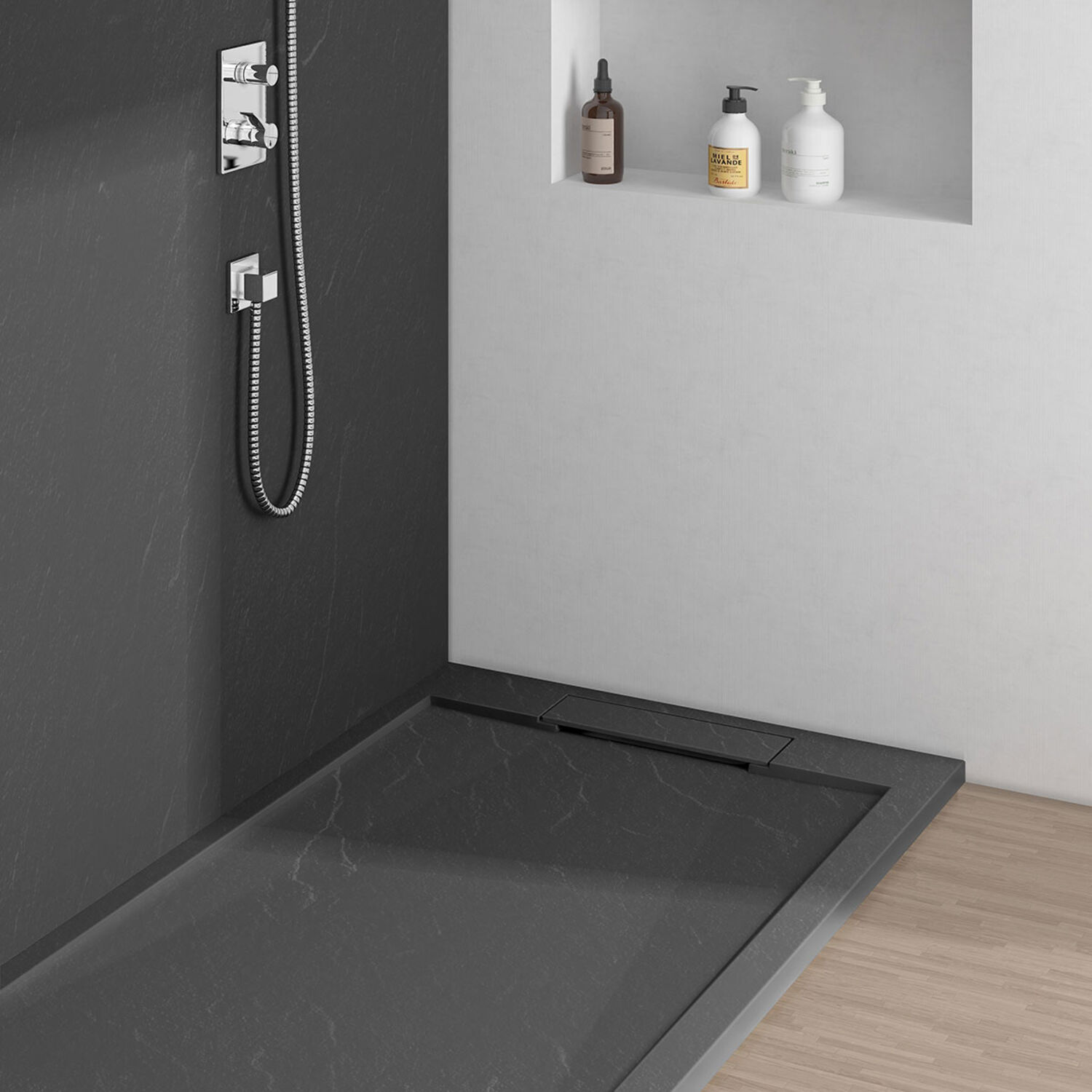 Поддон Vincea VST-4SRL1012A 100x120, искусственный камень, цвет антрацит - фото 1