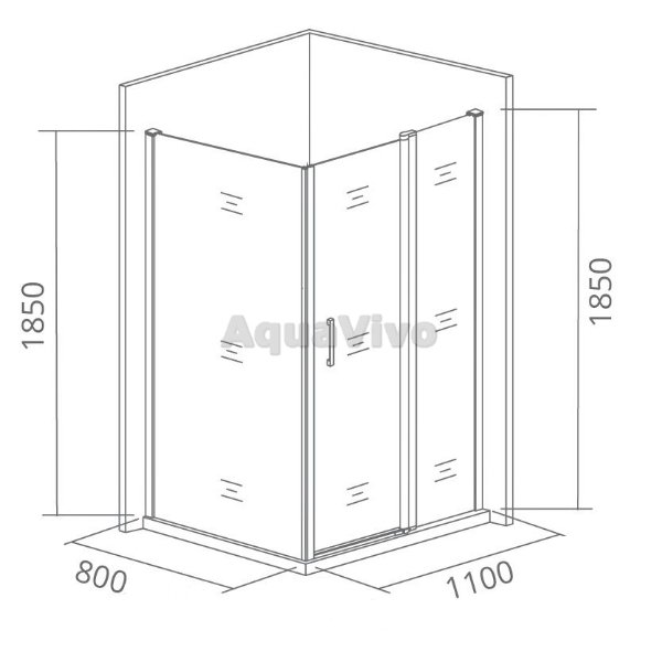 Душевой уголок Good Door Latte WTW+SP-G-WE 110x80, стекло грейп, профиль белый - фото 1