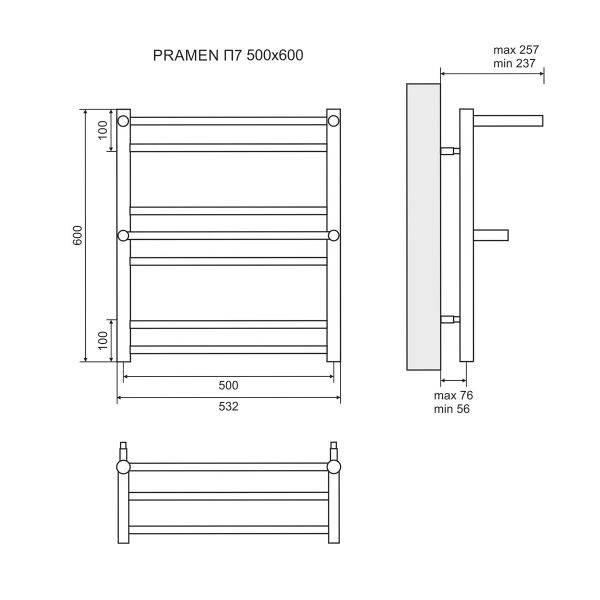 Полотенцесушитель Lemark Pramen П7 50x60 электрический, с полкой