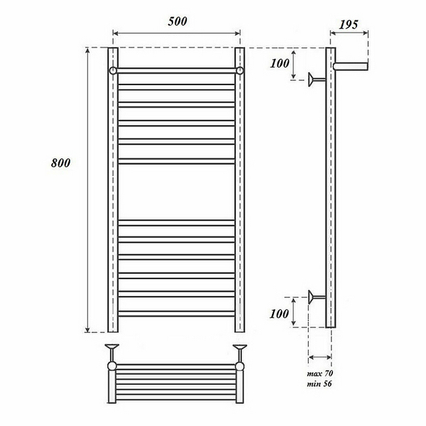 Полотенцесушитель Point П11 50x80 электрический, с полкой, цвет хром - фото 1