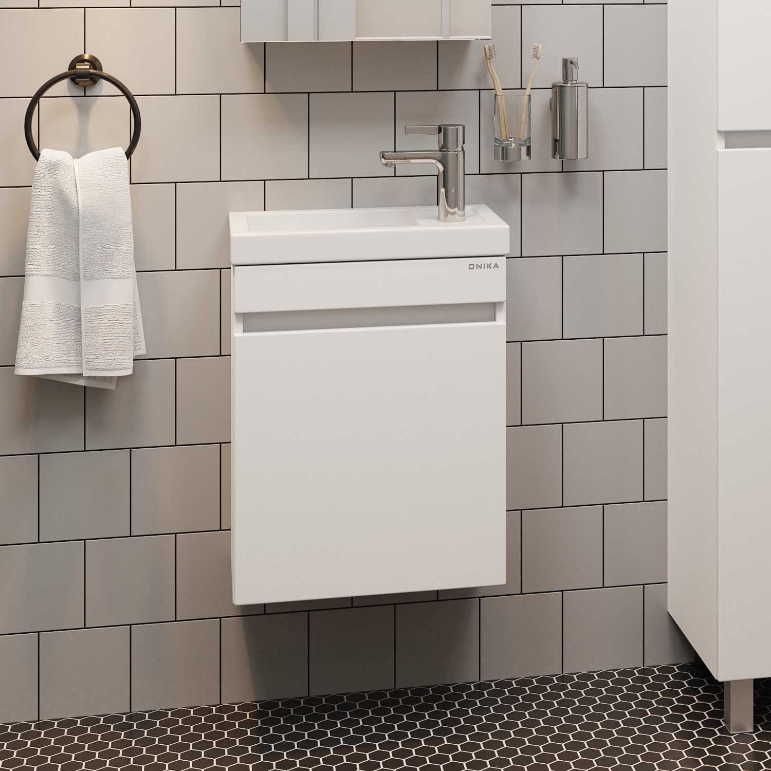 Тумба под раковину Оника Милтон 45, подвесная, цвет белый