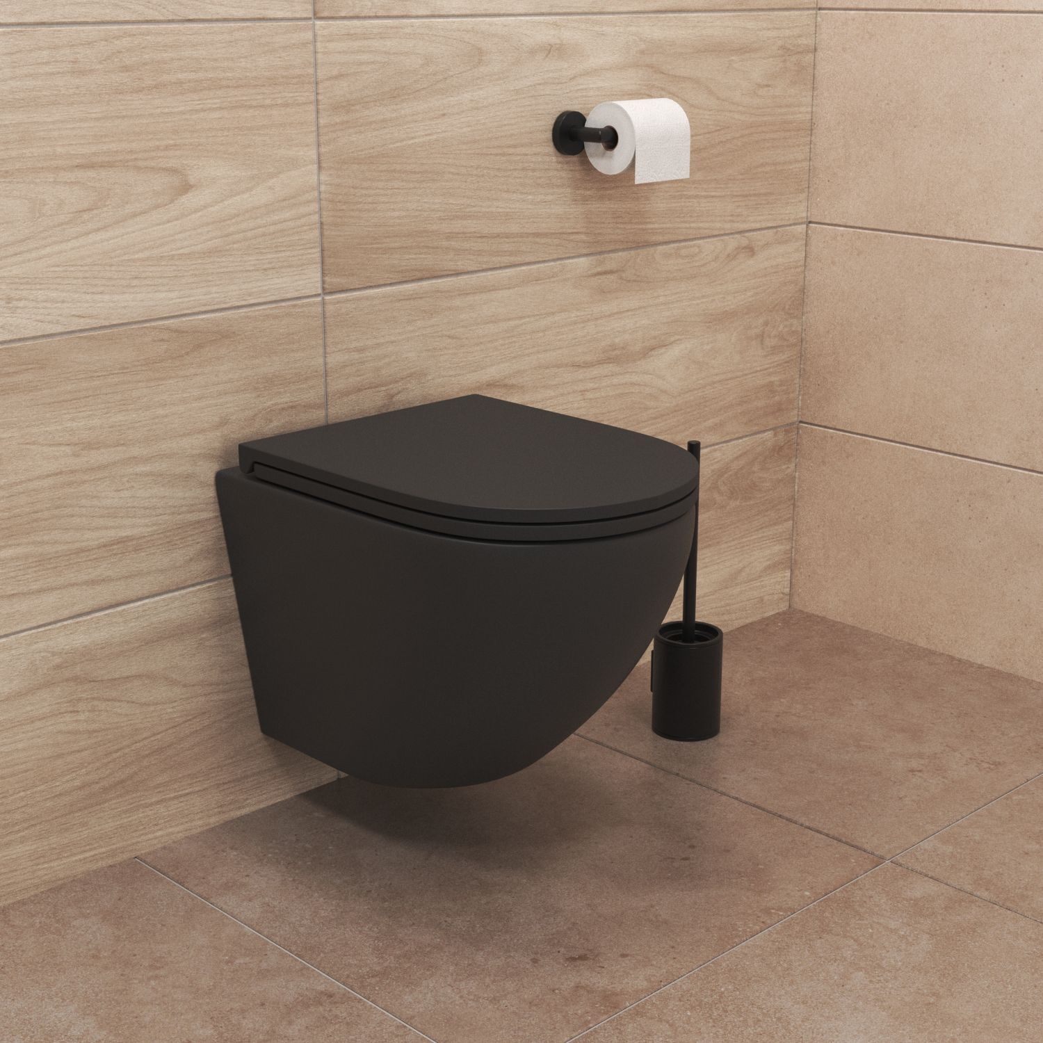 Комплект: Инсталляция Grohe 3 в 1 38772001 кнопка хром+Stella JK1111019MB черный унитаз - фото 1