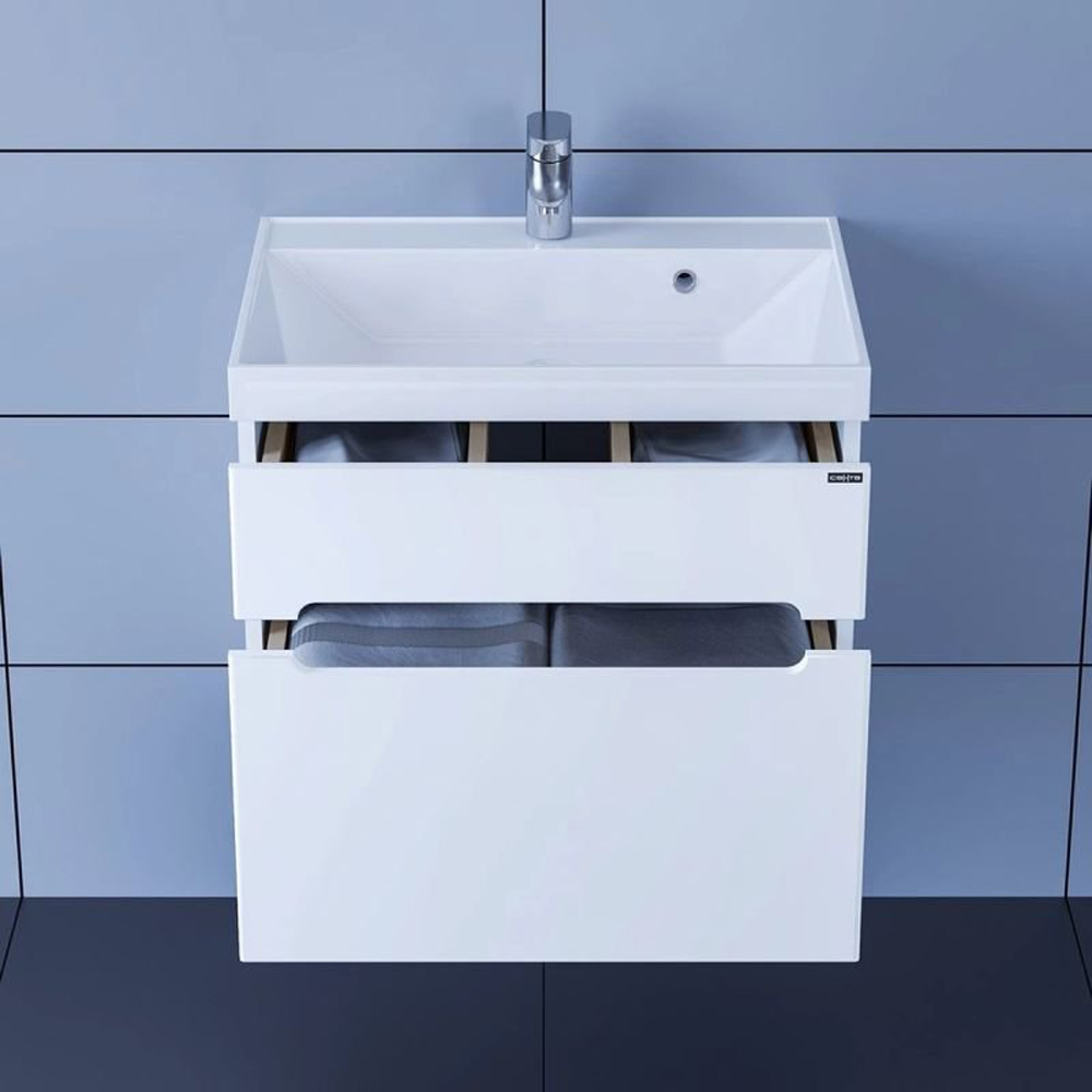 Тумба Санта Лондон 60 под раковину Classic, подвесная, с ящиками, цвет белый - фото 1