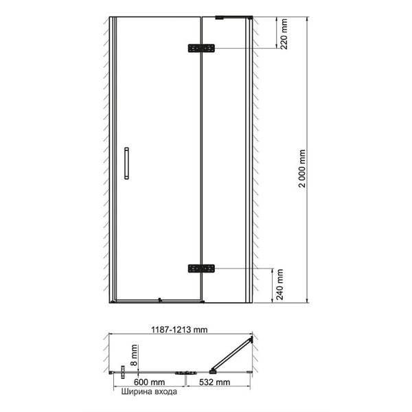 Душевая дверь WasserKRAFT Aller WasserSchutz 10H05R 120х200, правая, стекло прозрачное, профиль серебристый