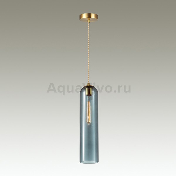 Подвесной светильник Odeon Light Vosti 4641/1, арматура золото, плафон стекло синее, 10х10 см