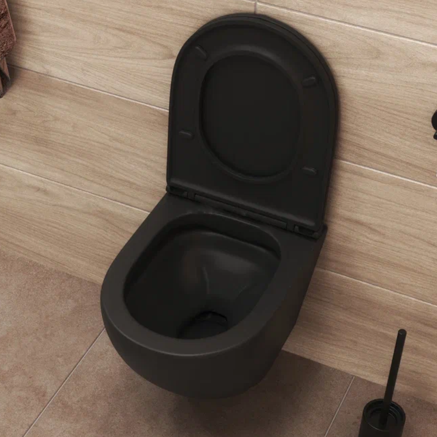 Унитаз Joki Stella Black JK1111019MB подвесной, безободковый, с сиденьем микролифт, цвет черный