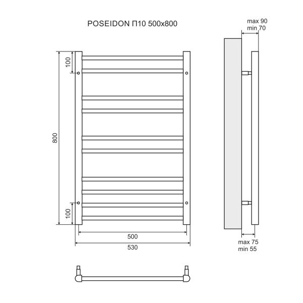 Полотенцесушитель Lemark Poseidon П10 50x80 электрический - фото 1