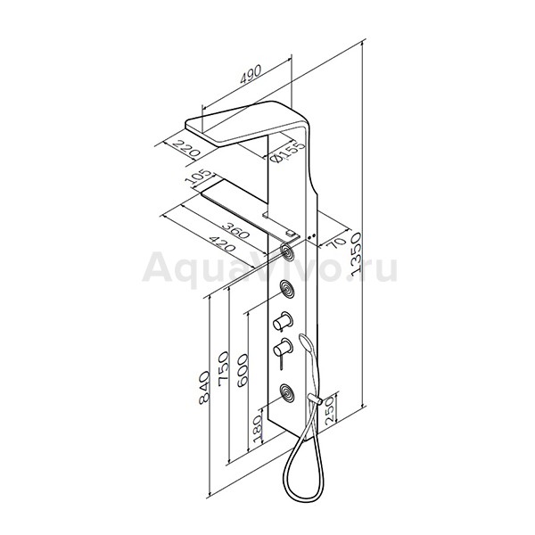 Душевая панель AM.PM Joy W85P-2-136AW 135x42