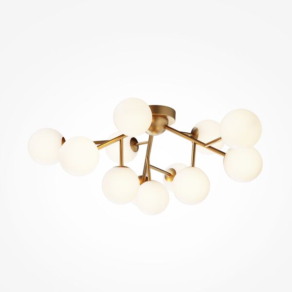 Потолочный светильник Maytoni Dallas MOD545CL-12BS, арматура золото, плафон стекло коньячное